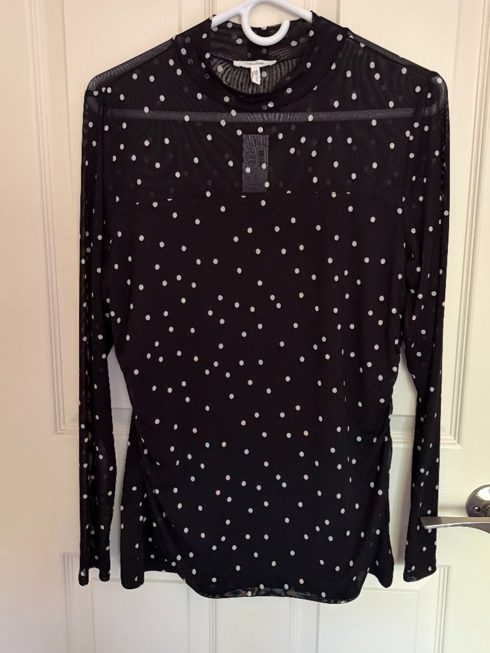 Polka Dot Mesh Mock Top - Maurices